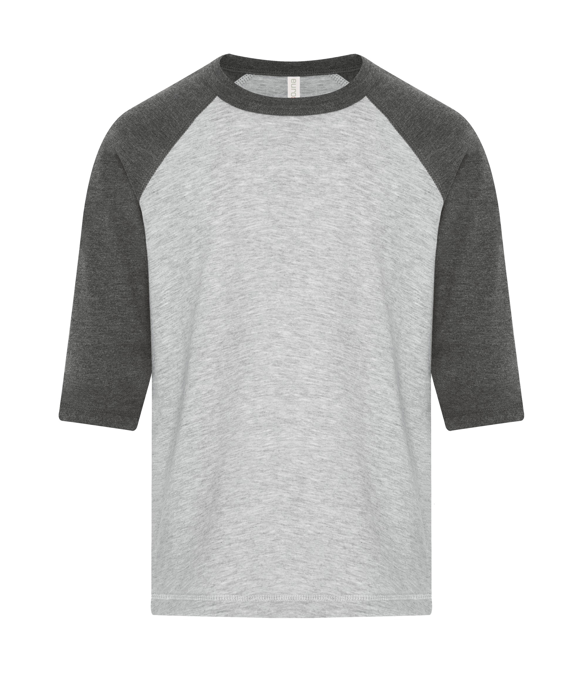 ATC™ EuroSpun® ATC0822Y ATC™ EUROSPUN® RING SPUN BASEBALL YOUTH TEE — Athletic Grey*/Charcoal Heather**