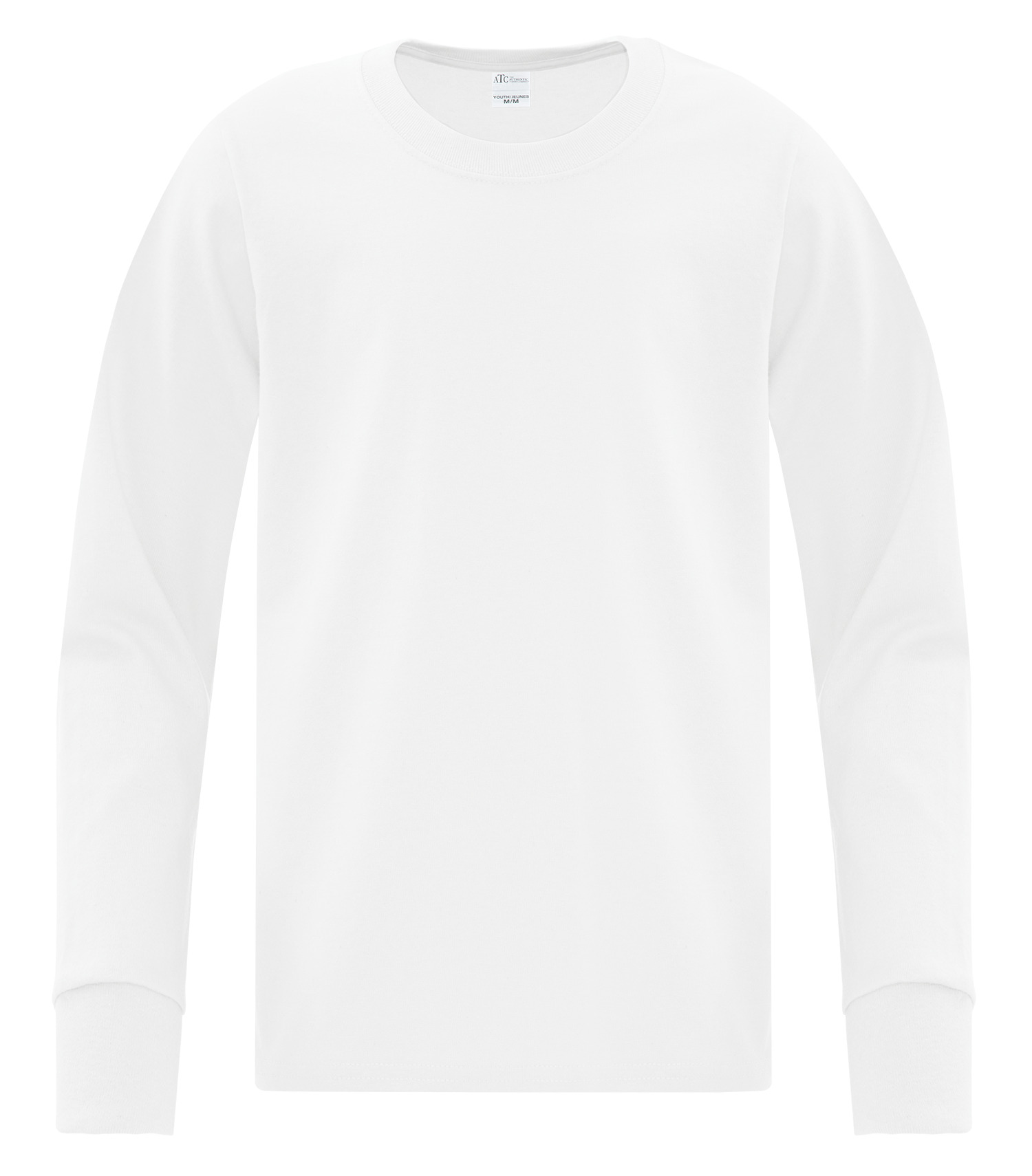 ATC™ Everyday Collection® ATCS1015Y ATC™ EVERYDAY SIDE SEAM LONG SLEEVE YOUTH TEE — White