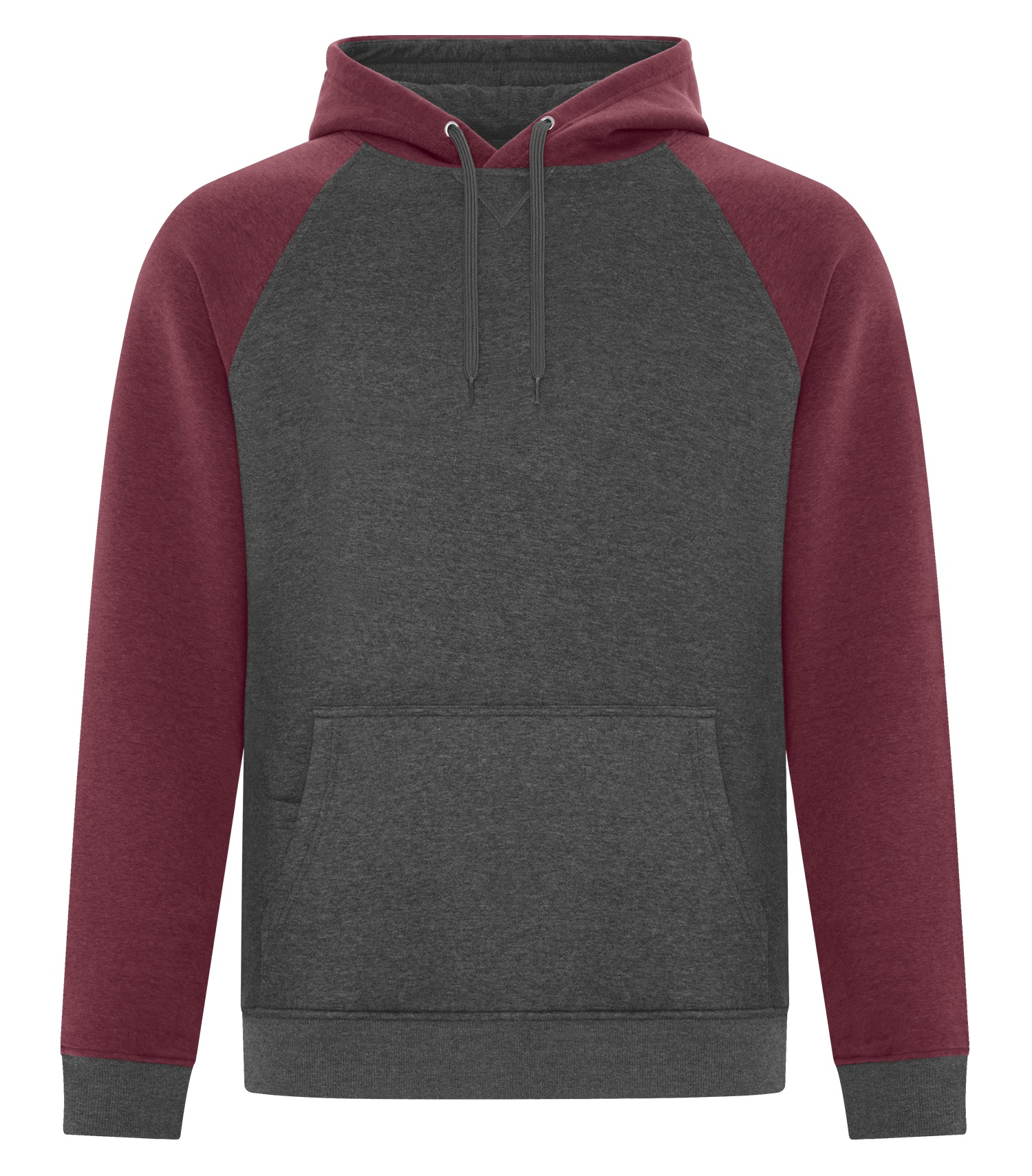 ATC™ ESACTIVE® F2044 ATC™ ESACTIVE® VINTAGE TWO TONE HOODIE — Cardinal Heather/Charcoal Heather