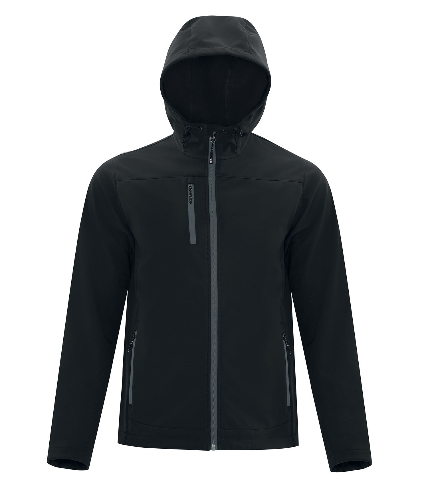 COAL HARBOUR® EVERYDAY HOODED WATER REPELLENT STRETCH SOFT SHELL JACKET — Black