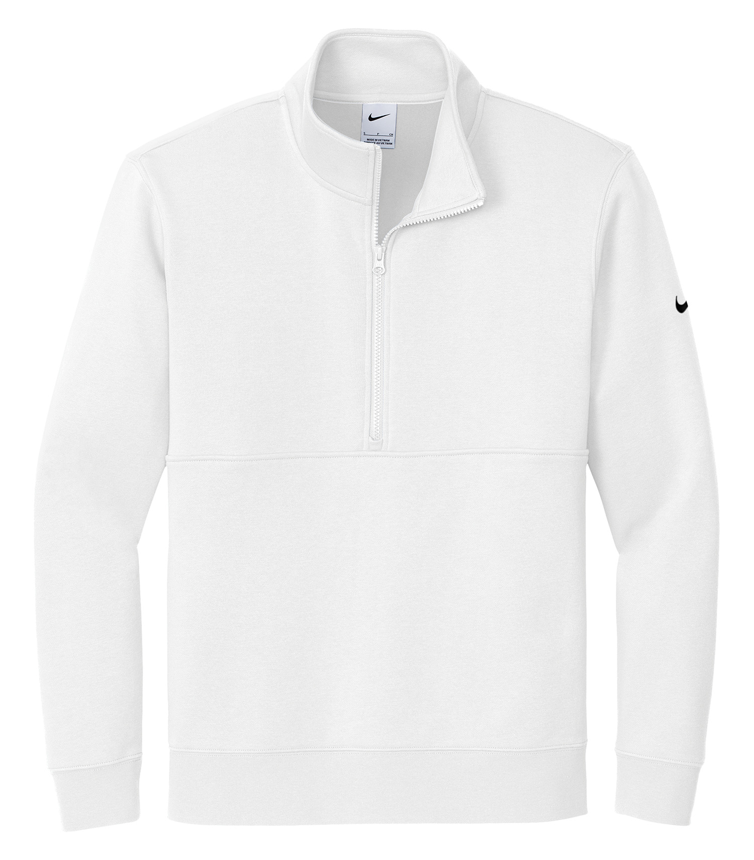 Nike NKDX6718 NIKE CLUB FLEECE SLEEVE SWOOSH 1/2 ZIP — White